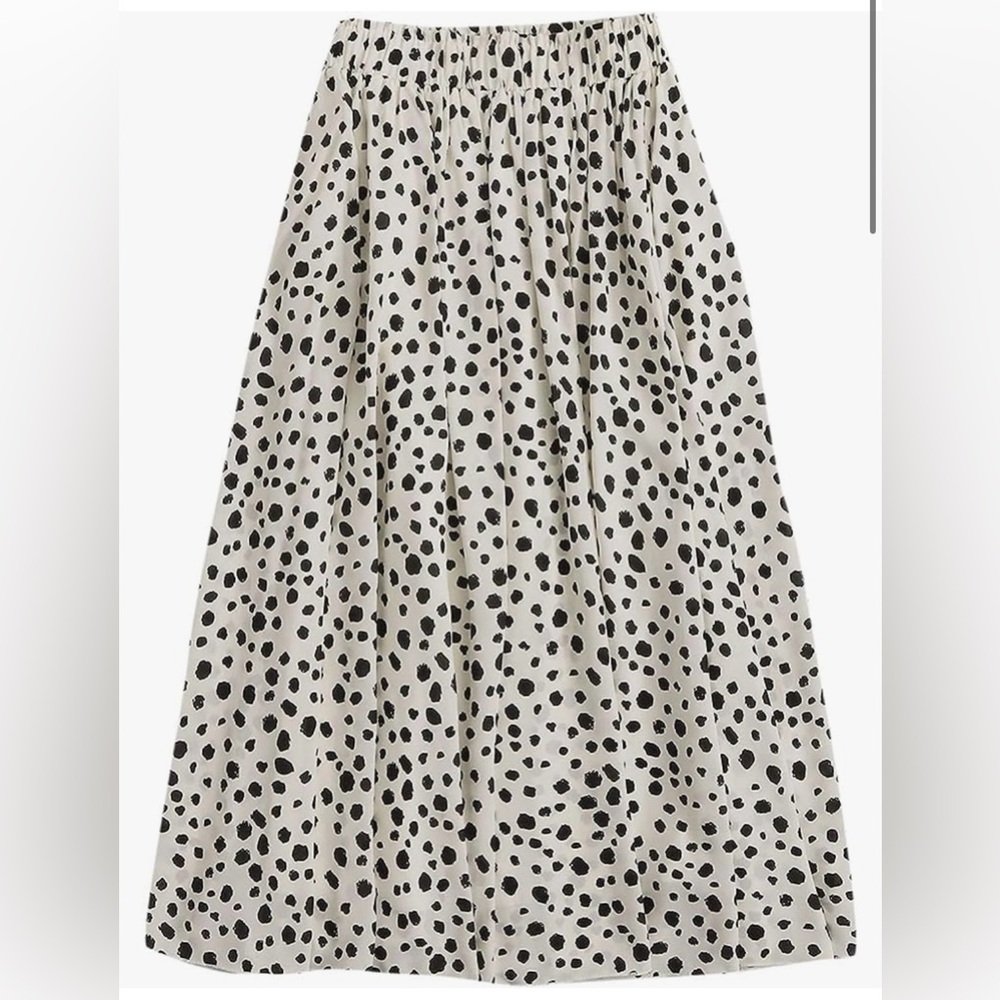 Polka Dot Midi Skirt in Cream and Black